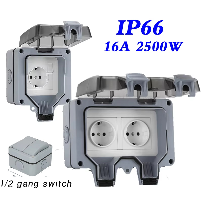 Outdoor Power Outlet Waterproof - EU KR ผนังกลางแจ้งซ็อกเก็ตกันน้ํา 16A Outlets เกาหลีไฟฟ้า
