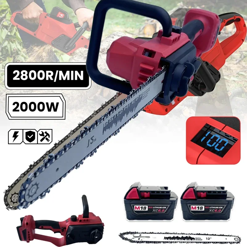 Electric Chainsaw Battery - เลื่อยไฟฟ้าไร้สายแบบไร้แปรงถ่าน ขนาด 12 นิ้ว พร้อมระบบจ่ายน้ำมันอัตโนมัติ สำหรับตัดต้นไม้และตัดไม้