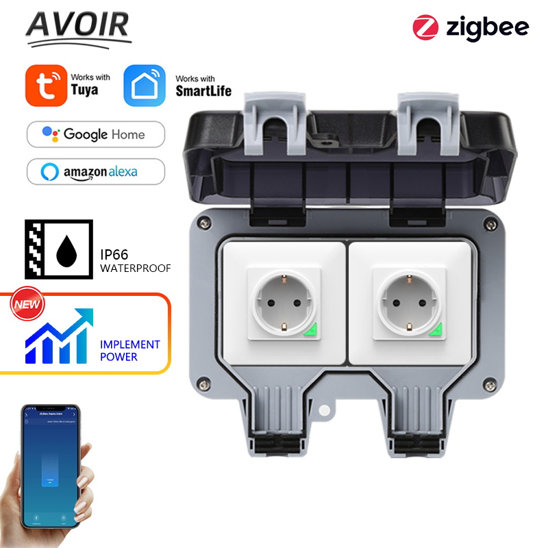 Outdoor Power Outlet Waterproof - Avoir Tuya Zigbee ซ็อกเก็ตไฟฟ้า IP66 กันน้ํากลางแจ้ง