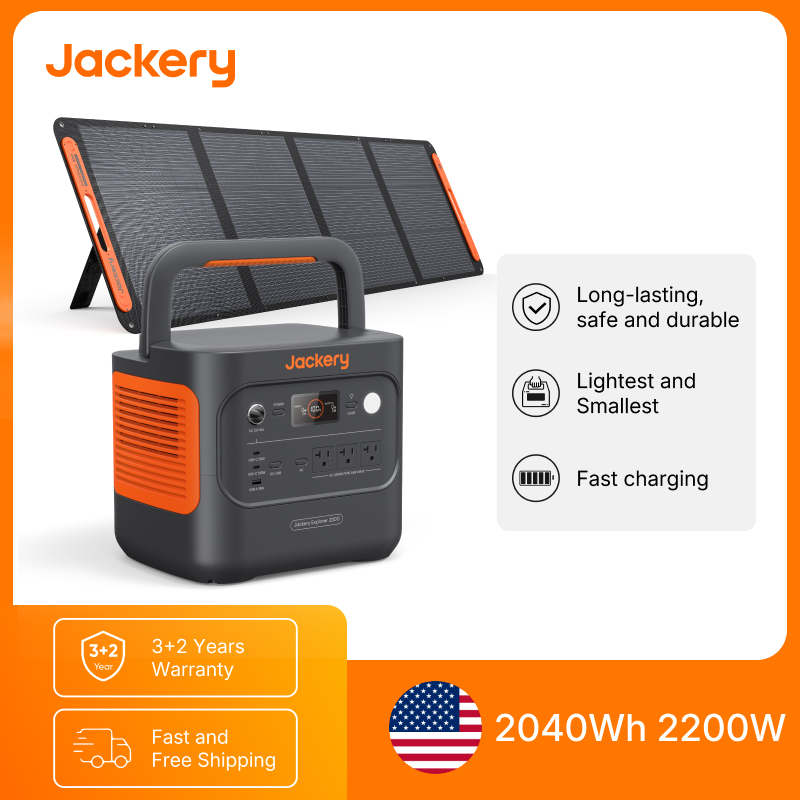Power Outdoor Jackery - สถานีไฟฟ้าพกพา Jackery Explorer 2000v2 พร้อมแผงโซลาร์เซลล์ 200W