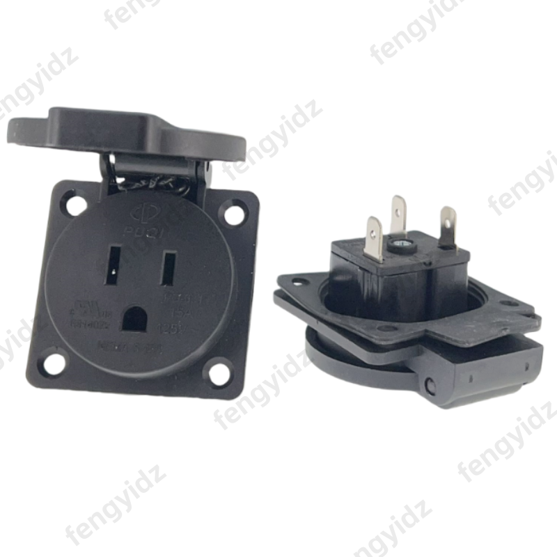 สีดํา 125V 15A 20A IP44 CE อเม - Outdoor Power Outlet Waterproof บทวิจารณ์และราคา