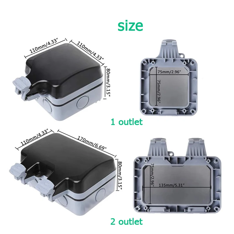 EU KR ผนังกลางแจ้งซ็อกเก็ตกันน - Outdoor Power Outlet Waterproof บทวิจารณ์และราคา
